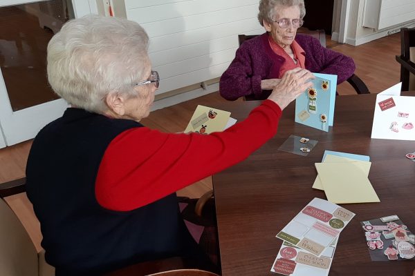 Eileen & Julia making cards